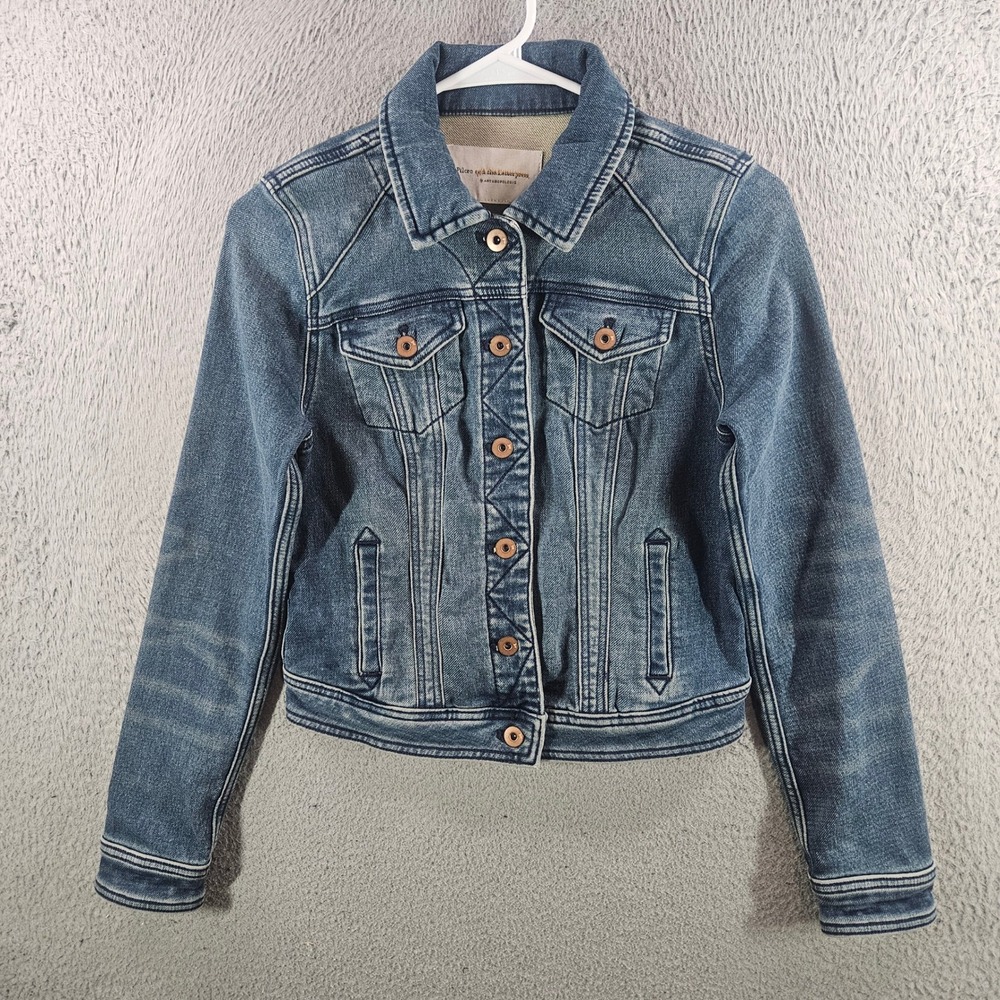 Pilcro and the Letterpress Anthropologie Denim Jacket Medium Wash Blue XS